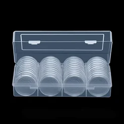 60Pcs Clear Transparent 41mm Coin Capsule Holder Round Boxed Coin Holder Plastic Storage Display Cases capsules Warehouse