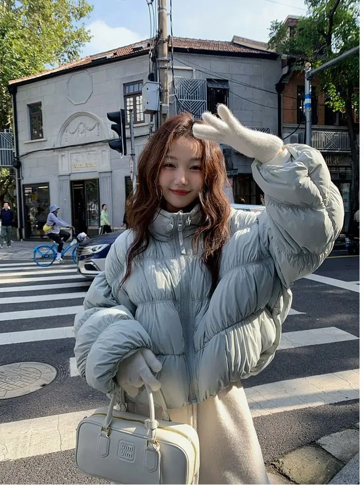 

Cute Cloud Doughnut Puff Sve Cotton Jaet Women's Winter New Design Slimming Bread Coat Outerwear Gauze Pleated Sle
