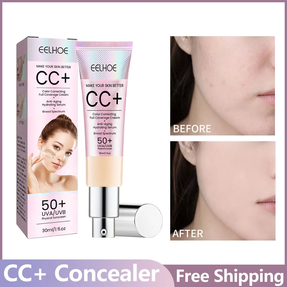 EELHOE CC+ Cream Foundation korean makeup whitening cream Color Correcting SPF 50+ Sunscreen Moisturizing No Creasing Foundation