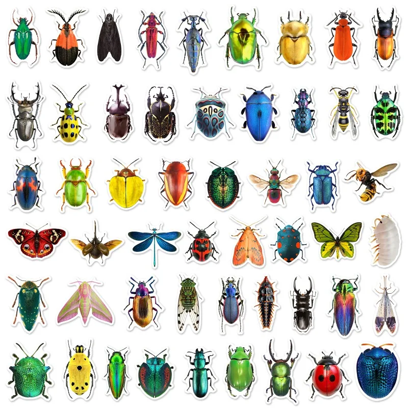 10/25/50pcs Mixed Insects Cartoon Stickers Graffiti for DIY Scrapbook Stationery Water Bottle Phone Laptop Guitar Decal