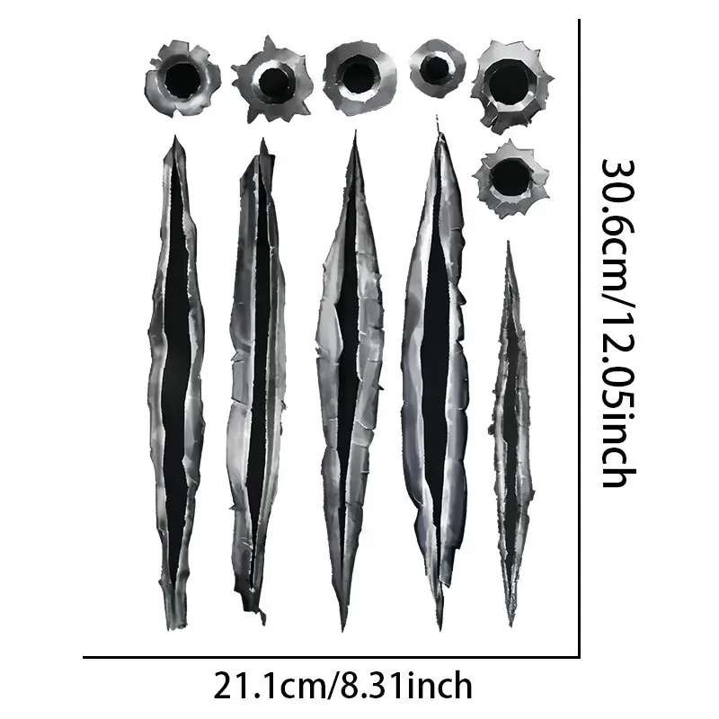1 Set Bullet Hole & Claw Mark Stickers, Waterproof Vinyl for Car Body