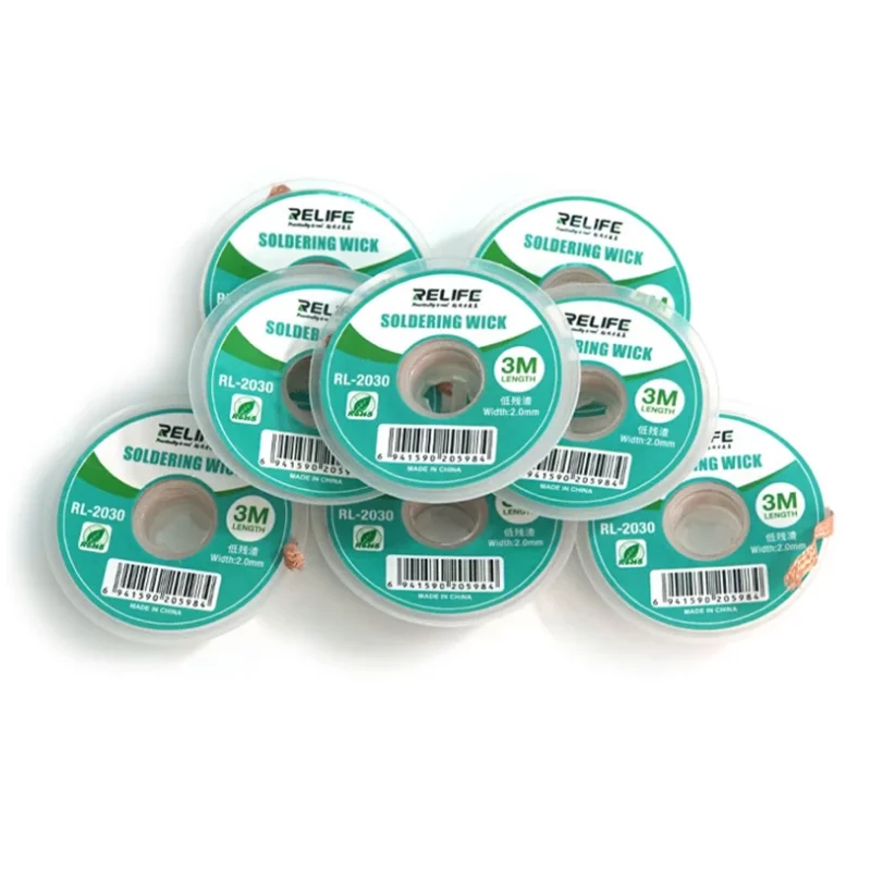 10pcs RELIFE RL-2030 Efficient Tin Removal Solder Wire Wick Desoldering Braid 3m Welding Solder Remover Phone PCB BGA Welding