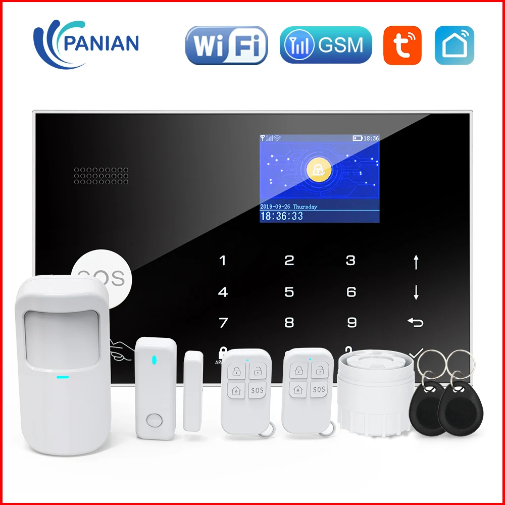 Home Alarm Host System GSM WiFi Wireless Security Protection Tuya Smart Life App Control for Office Warehouse