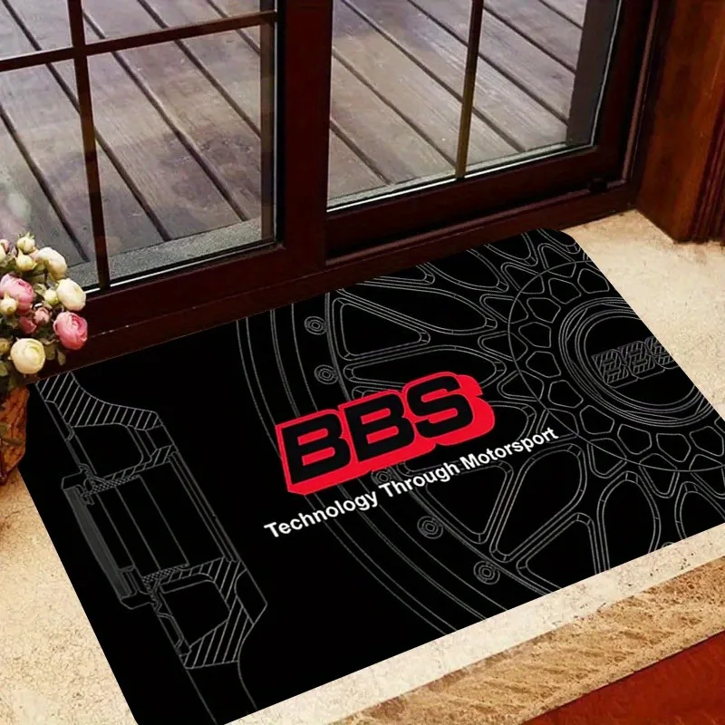 BBS Racing Door Mat Alfombra de entrada antideslizante de alta resistencia Alfombra interior lavable a máquina para garaje, sala de estar, decoración de mesa