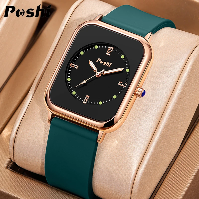 POSHI 924 Top Sale Watch for Women Fashion Ladies Dress Bracelet Quartz Wristwatch Silicon Strap Simple Style With Original Box