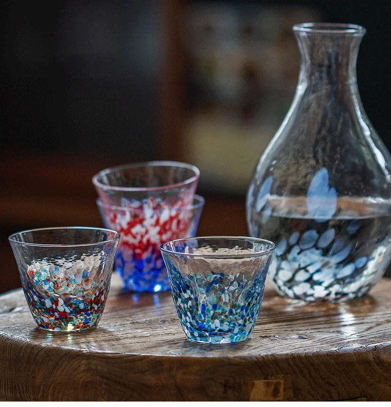 Colorful Japanese Liquor Glasses Glass Mini Sake Cups Refreshing Plum Wine Tea Glasses Small Glass Wine Cp