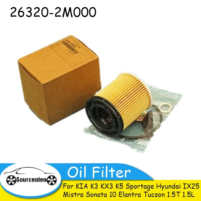 Auto Oil Filter Suit for KIA K3 KX3 K5 Sportage Hyundai IX25 Mistra Sonata 10 Elantra Tucson 1.5T 1.5L 26320-2M000 263202M000