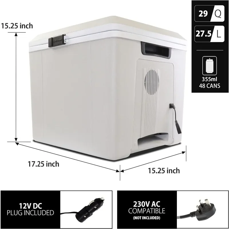 Koolatron Electric Portable Cooler Plug in 12V Car Cooler/Warmer 29 qt (27 L), No Ice Thermo Electric portable Fridge