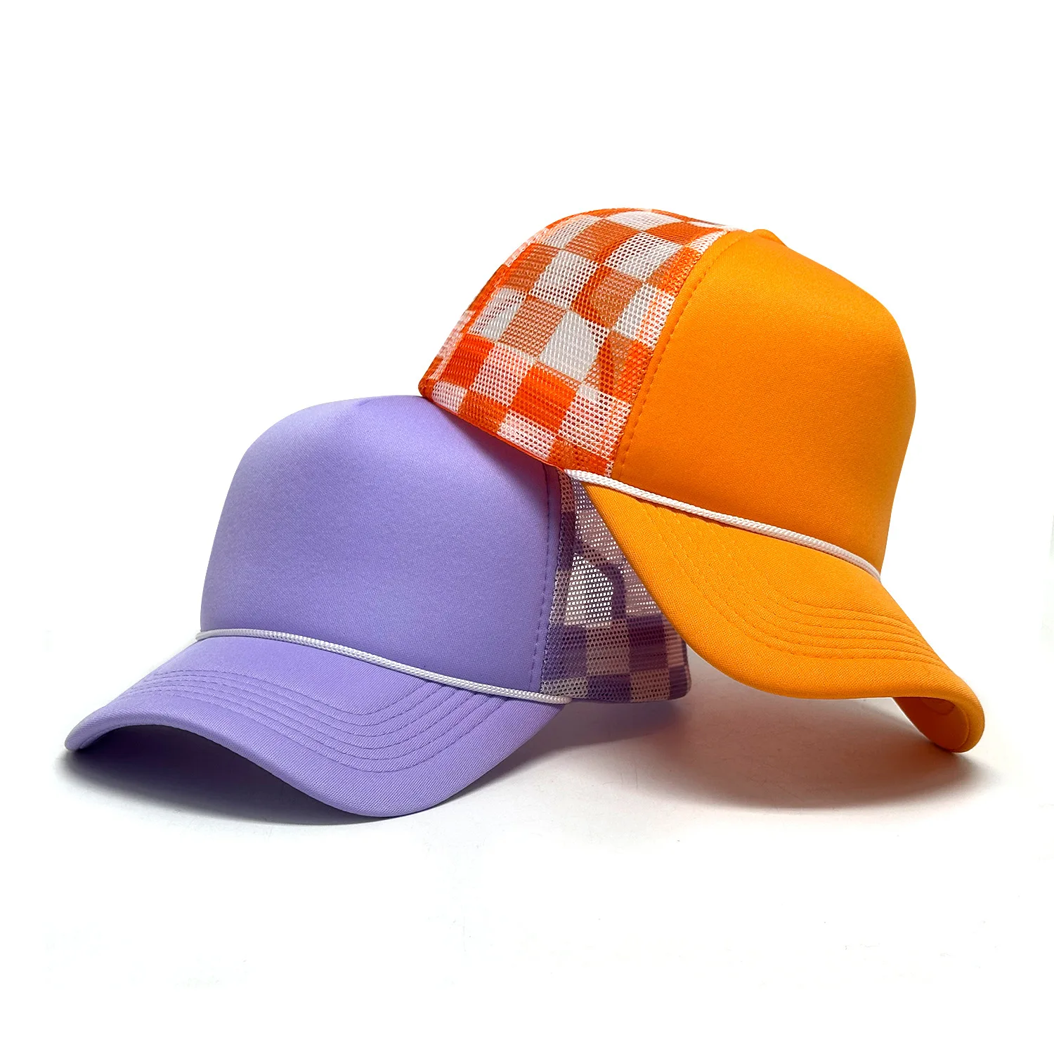 Personalisierbare, bedruckte und bestickte neue karierte Mesh-Mütze für Damen und Herren, stylische Duckbill-Mütze, Sonnenschutz, Baseballkappe