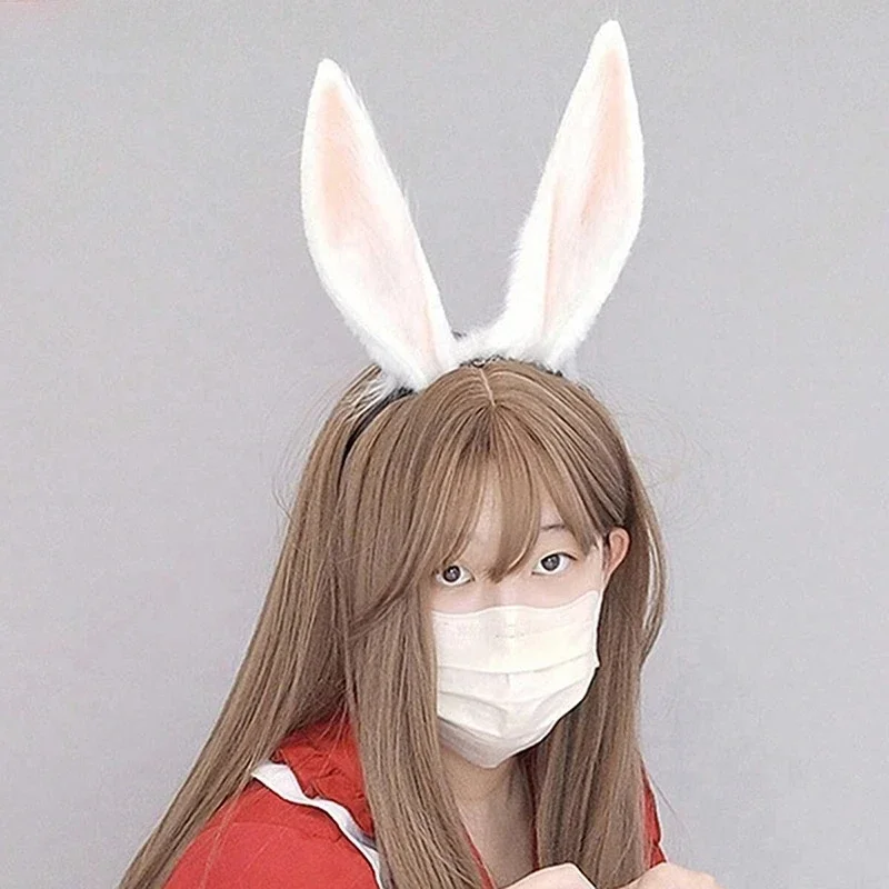 

Animal Ears Headwear Plush Furry Rabbit Ears Headband Simulation with Tail for Women Cute Cosplay Accessories