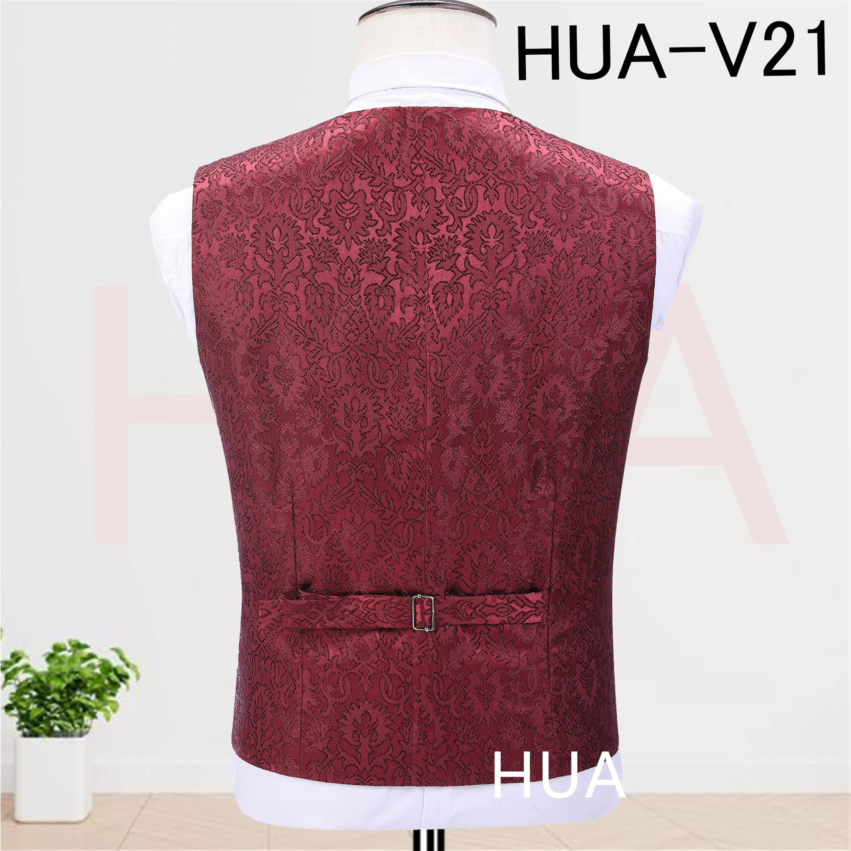 Thorndike 2026 High Quality Jacquard Men Vest Wine Red Floral Patterns Men Wedding Suits Vest Gentle Men Party Prom Waistcoat