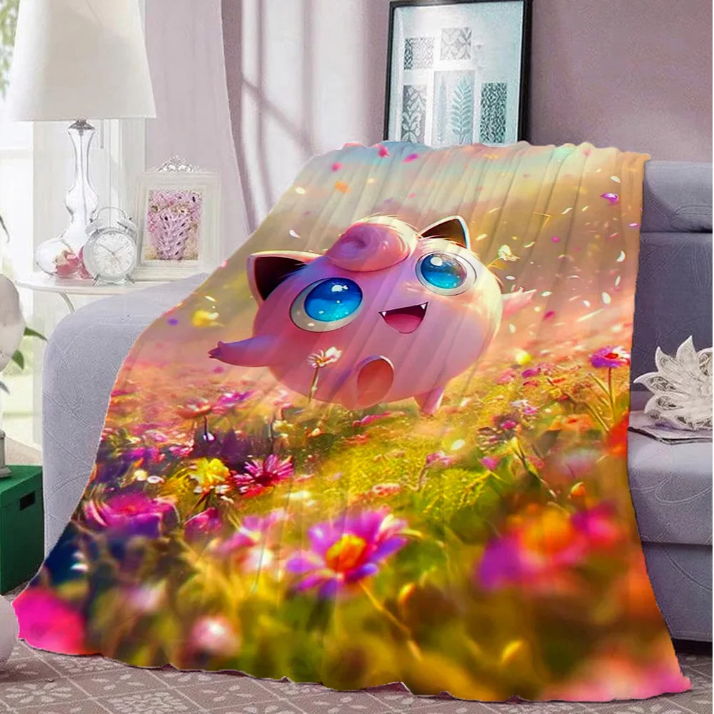 Kawaii J-Jigglypuff Überwurfdecken für Betten, flauschige Decke, Neujahrs-Tagesdecke auf dem Bett, Heim und Dekoration, Camping, pelzig, Anime