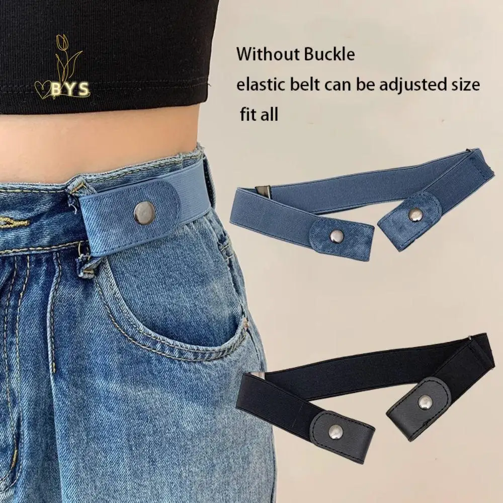 

Versatile Without Buckle Elastic Belt Japanese Decoration Stealth Buckle Free Belt Black Traceless Pants