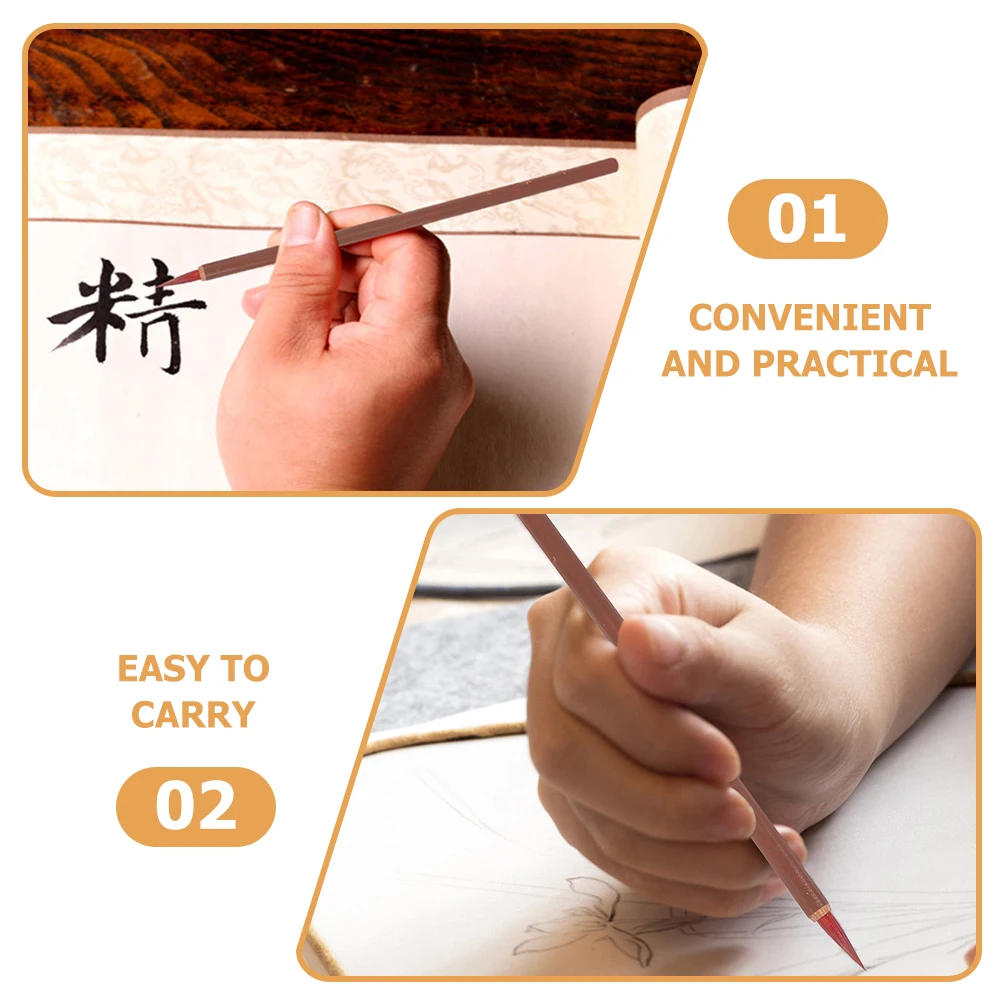 

3 Pcs Little Red Writing Brush Chinese Calligraphy and Painting Tools Camouflage Wood