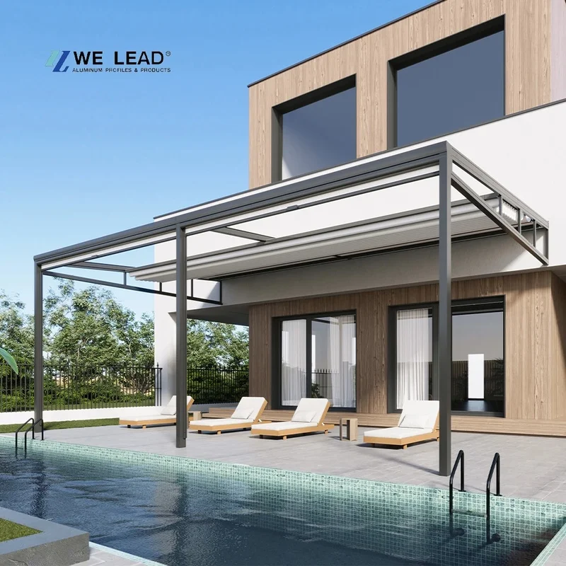 Waterproof Shade Outdoor Retractable Roof Pergola Aluminium PVC Pergola Retractable Pergola
