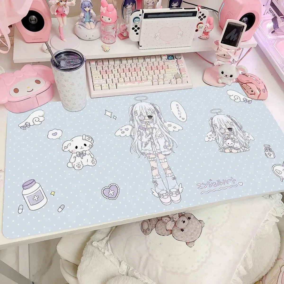 Japan Water Color Cute Room Decoration Anime Girl Wash Free Waterproof Leather Leather Mouse Pad Super Large Computer Table Mat