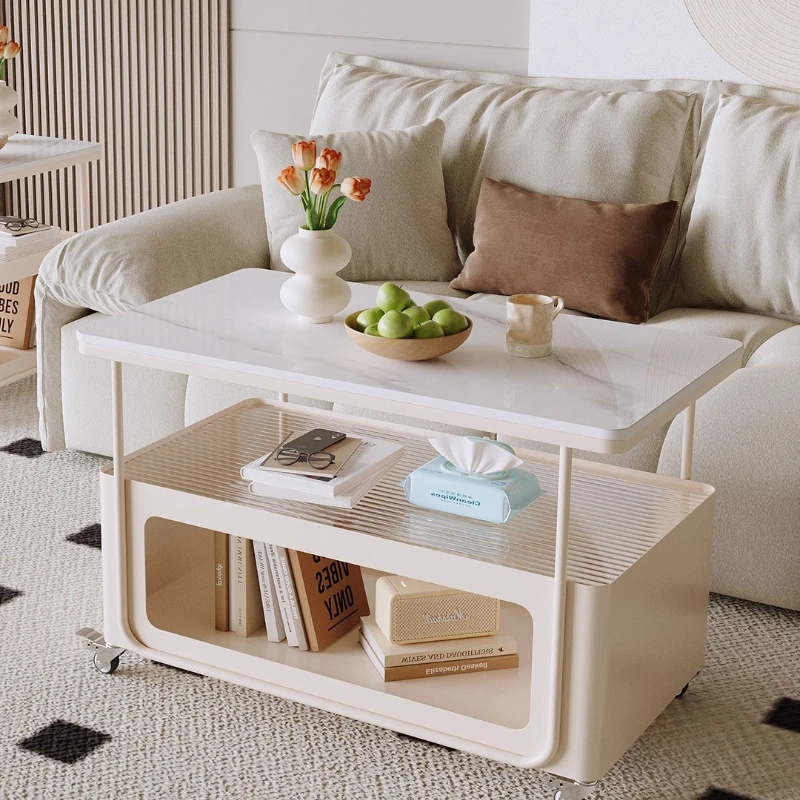 

Italian Nordic side side cream style living room sofa coffee small movable trolley bedside