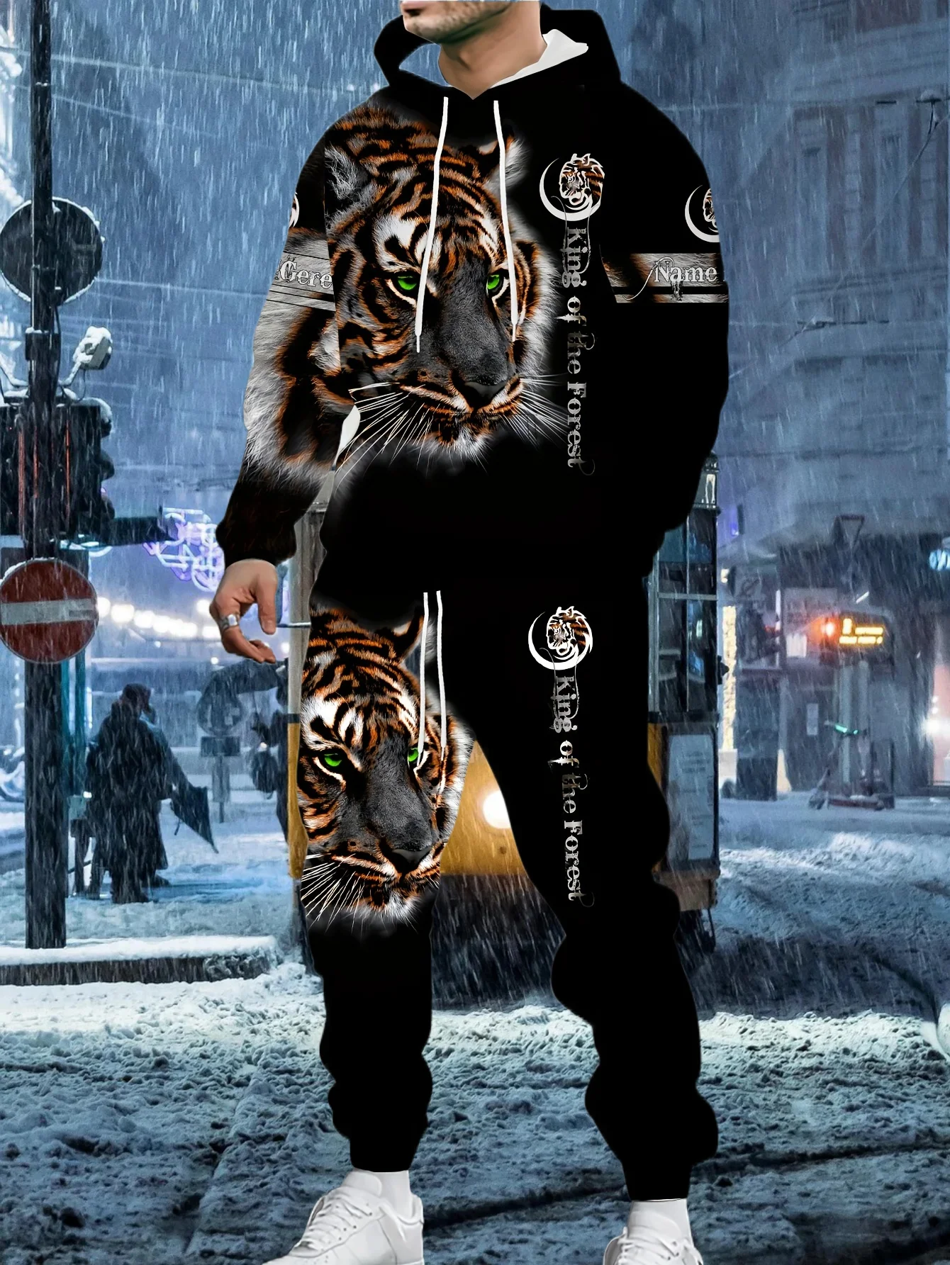 

Tracksuit Men Animal 3D Tiger Printed Hoodie + Pants Suit 2 Pcs Sportwear Mens Tracksuit Set Men's Clothing Designer Clothes Men