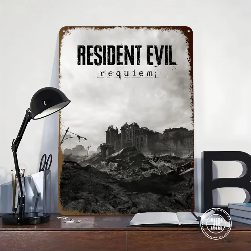 Resident Evil Requiem Metal Poster Customized Wall Art Retro Vintage Tinplate Signs for Home Decoration Gaming Office Decor Room