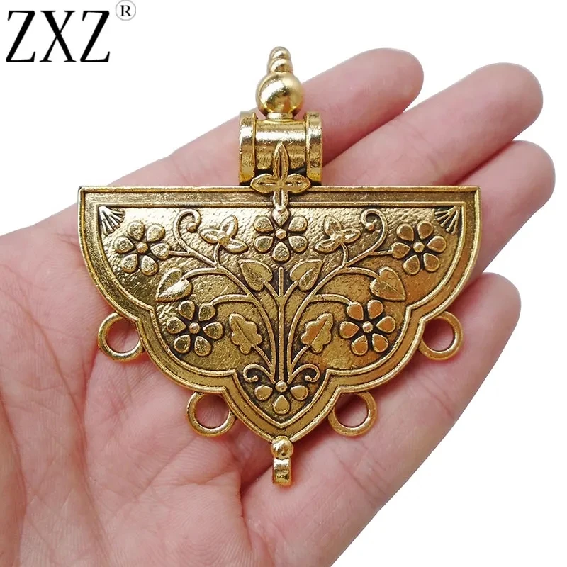 ZXZ 2pcs Large Boho Tribal Multi Strand Flower Connector Pendant for DIY Necklace Jewelry Making Findings 65x59mm