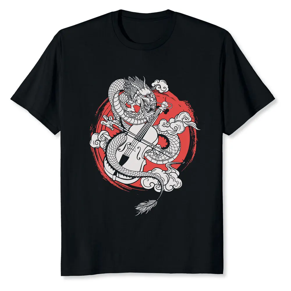 Violin Fiddle Violinist Chinese Dragon Musician Orchestra T-Shirt For Men Women Summer Tees Cotton Luxury Brand Oversized