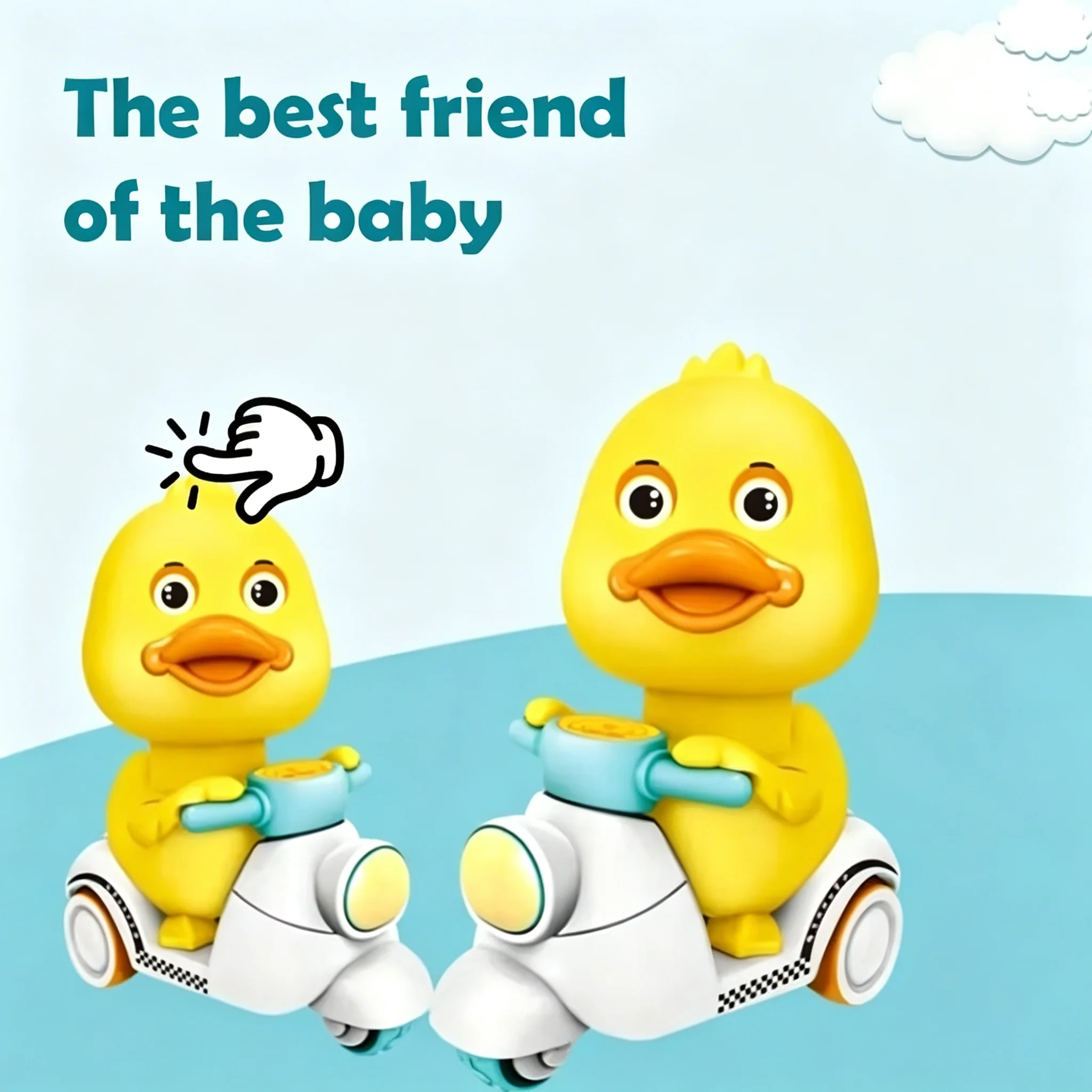 1/3Pcs Manual Pressing Head Free Rotation Cute Duck Press Car Motorcycle Anti-collision And Anti Drop  Toys Mini Car