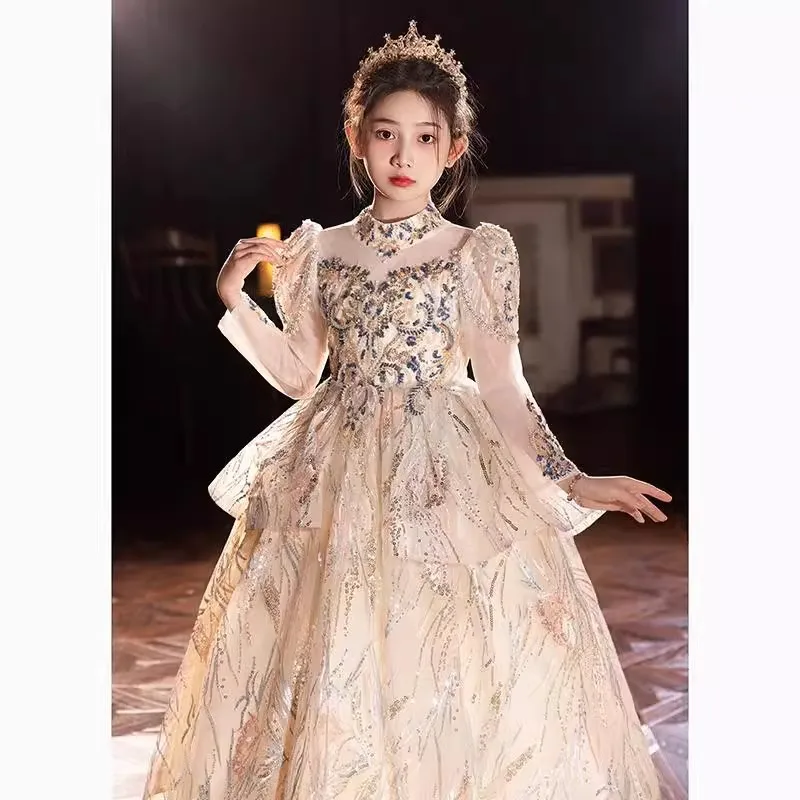Children's Formal Dress High-End Piano Performance Girl Flower Girl Wedding Little Girl Singing Performance Dress Birthday Princ