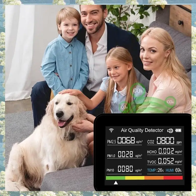 

Новый тестер качества воздуха Tuya WIFI 13-в-1 ABS CO2/TVOC/HCHO/PM2.5/PM1.0/PM10/температура/влажность/дата/будильник/секундомер CO2