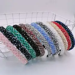 Women Girls Crystal Beads Braided  Handmade Hairband Headband Adult Hair Accessories