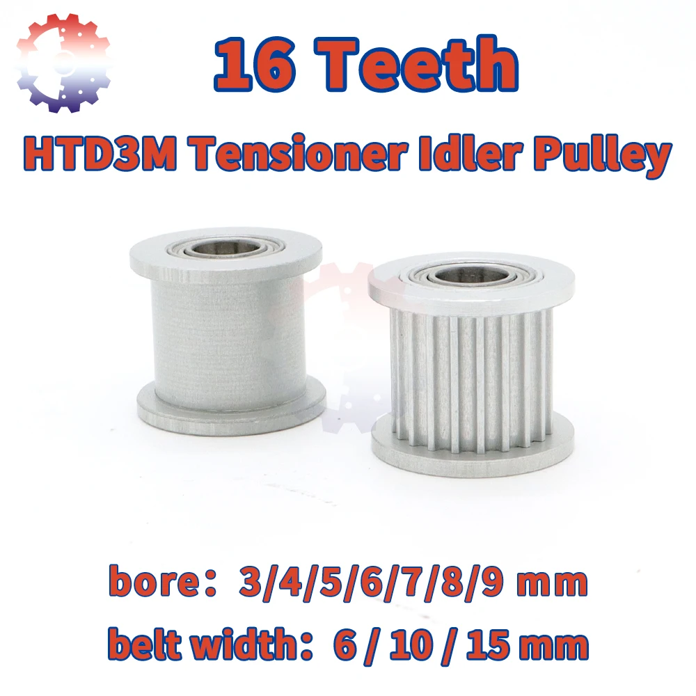 16Teeth HTD3M Tensioner Idler 3M Pulley 16T for Bearing Guide 6/10/15mm 3M Synchronous Wheel 16 Teeth HTD 3M Belt Pulley Idler