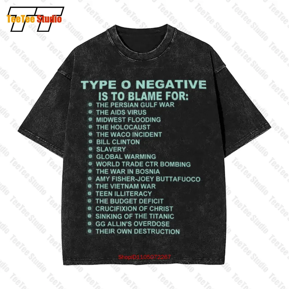 Type O Negative 1993 Bloody Retro Band Black Print Vintage Oversized T-Shirt S 3Xl For Fans BAT2