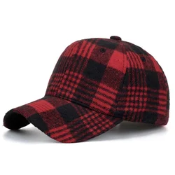 Autumn Winter Warm Adjustable Caps for Men Women Hiking Cycling Camping Traveling Fishing Windproof Classic Plaid Baseball Hats