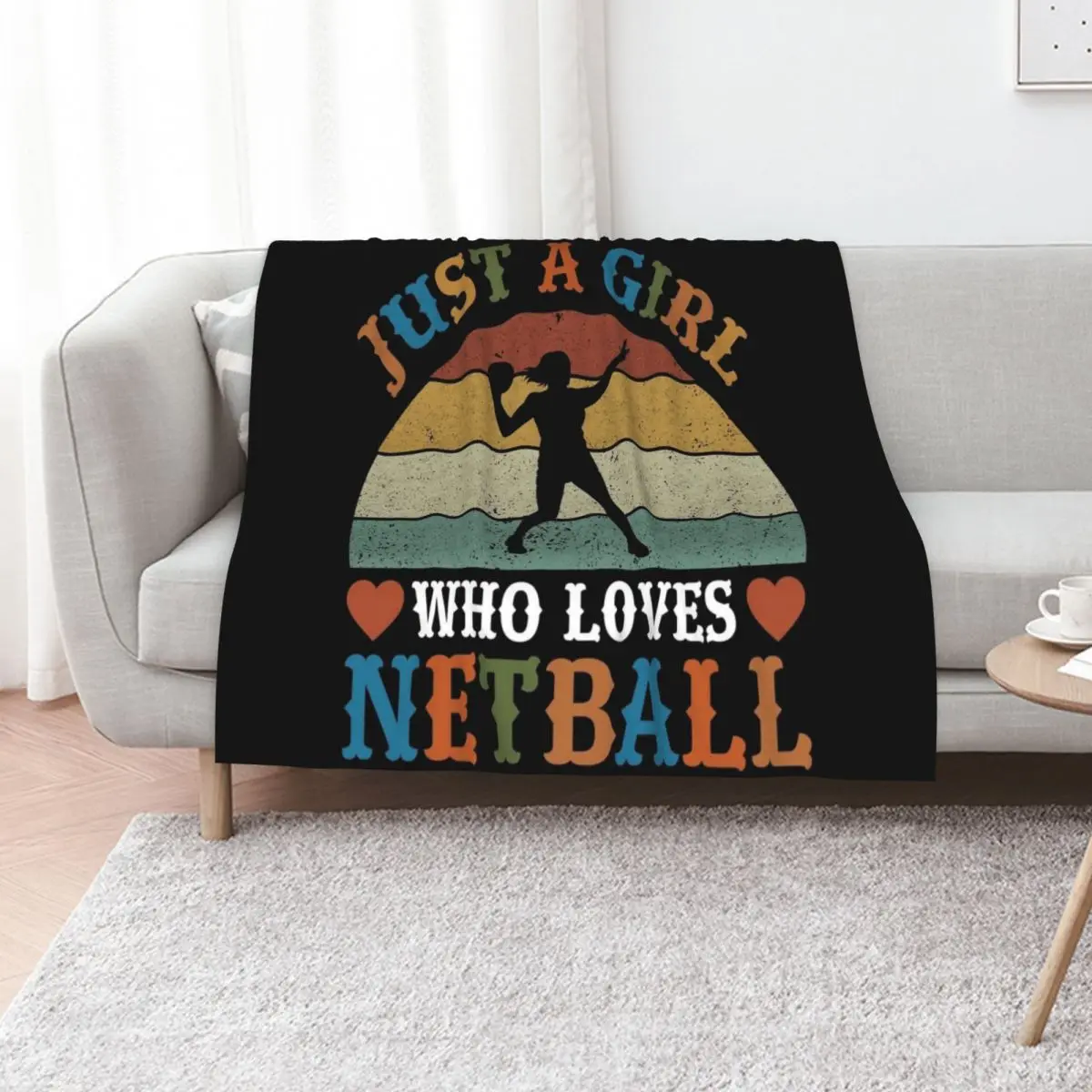 

Just A Girl Who Loves Netball Retro Throw Blanket Versatile Cozy Throw Blanket for All Occasions