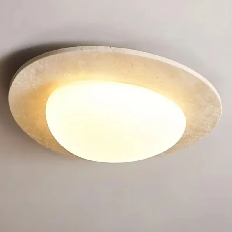 LED Stone Flush Mount CeilingWabi Sabi Travertine Ceiling Light  Lamp Bedroom Living Room Hallway Entryway Home Decor