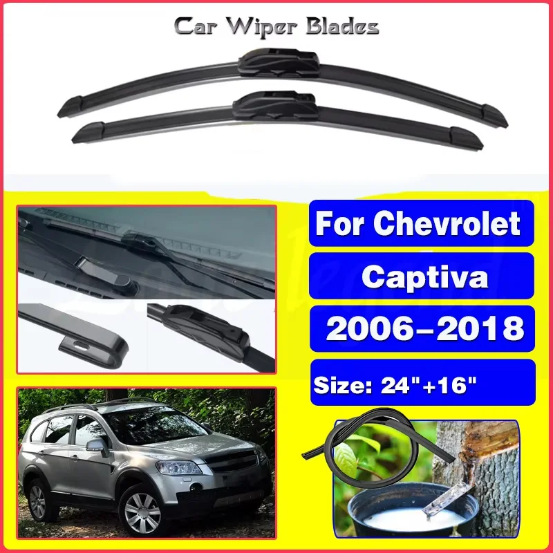 

Wiper Front & Rear Wiper Blades Set Kit For Chevrolet Captiva 2006-2018 2007 2008 2009 2010 2011 Windshield Windscreen 24"16"