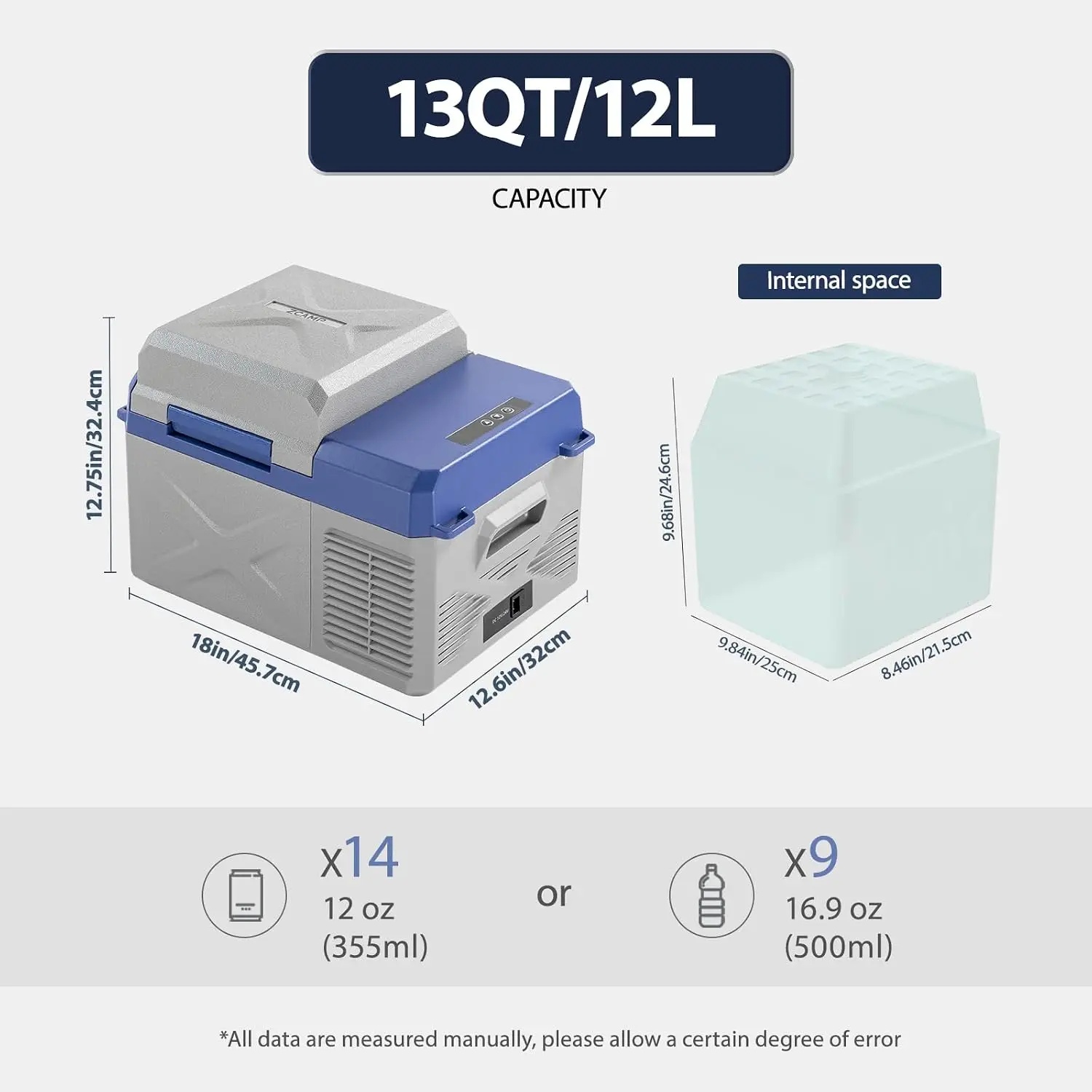 X12 12 Volt Refrigerator,Mini Portable Freezer,13 Quart(12L) Electric Cooler,12V Car Fridge,12/24V DC 100-240V AC for Ourdoor, C
