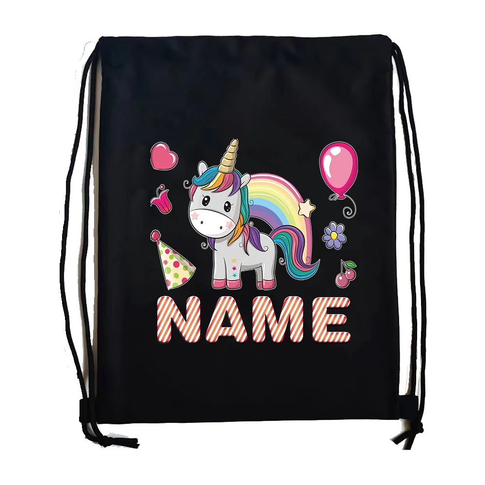 Personalisierte Anpassung Name Kordelzug Rucksack Sporttasche Casual Rucksack Canvas Rucksack Modisches Muster