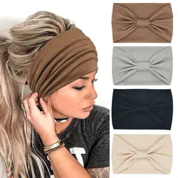 Headbands for Women Cotton Wide Headwrap Yoga Workout Hairbands Elastic Sport Head Bands Turban Bandana Bandage Hair Accessories