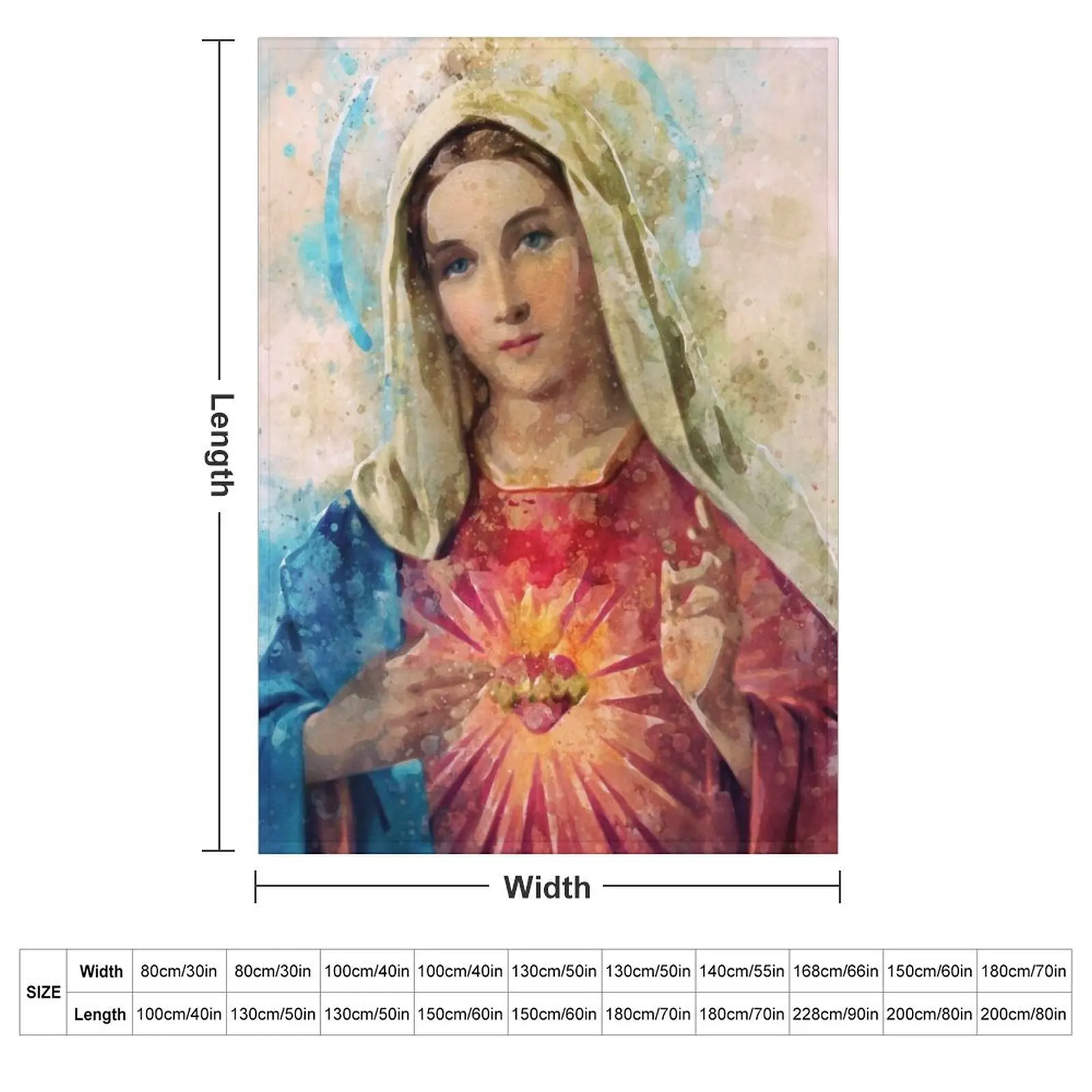 Immaculate Heart of Mary Watercolor Beautiful Nice Religious gift Throw Blanket Giant Sofa Luxury Brand halloween Blankets