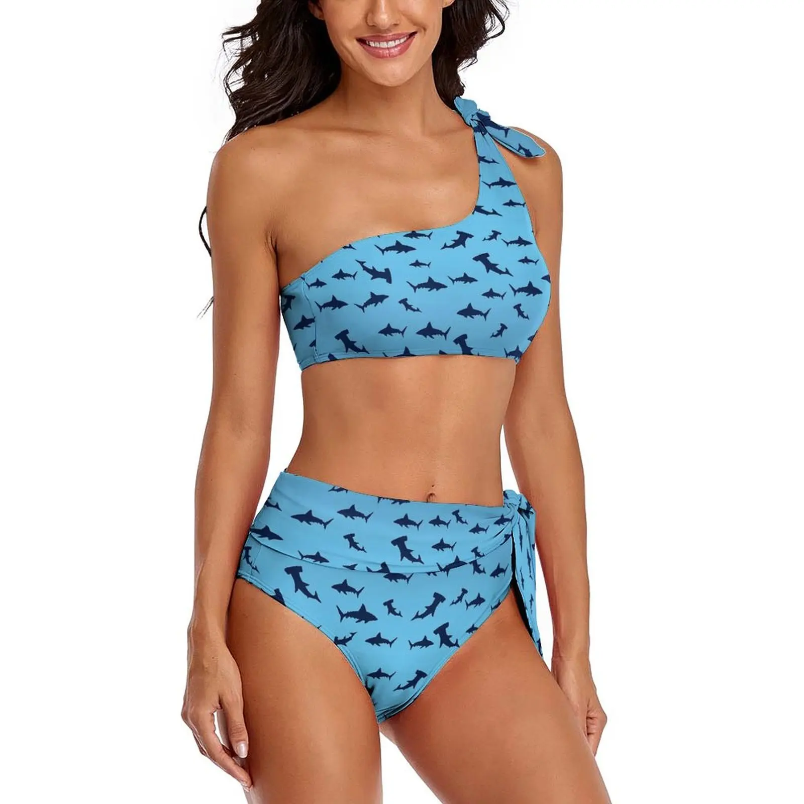 Sexy più squali Bikini costume da bagno divertente animale costumi da bagno a vita alta Bikini colorato Set Push Up costumi da bagno