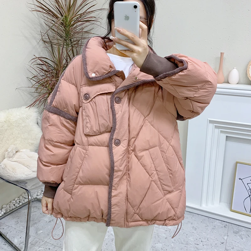 2023 New Women Cotton Padded Casual Jacket Female Warm Parkas Loose Thick Outwear Korean Fashion Short Coat