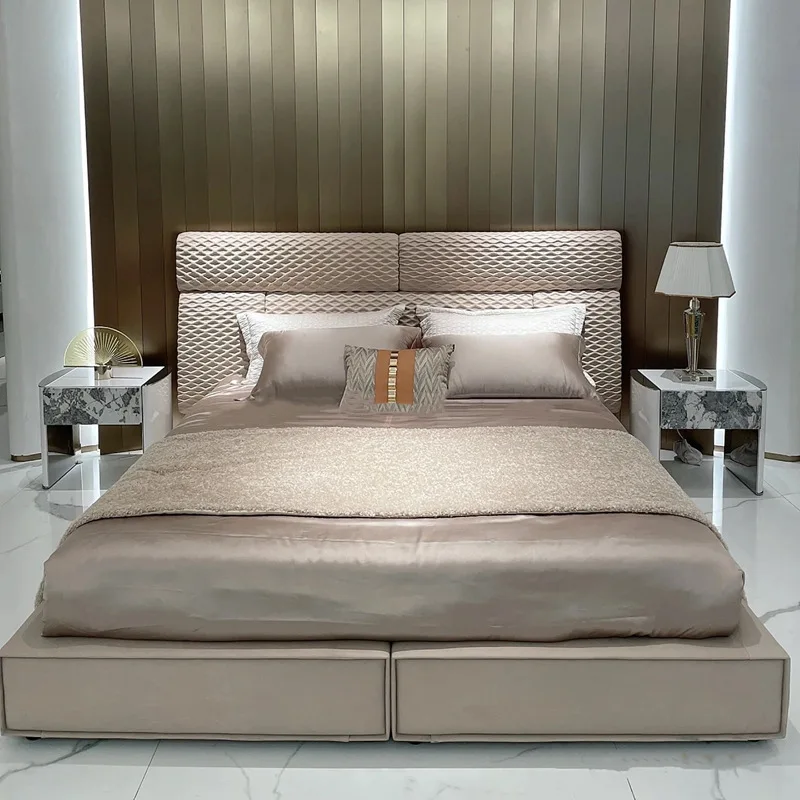 

Italian light luxury furniture, modern simplicity, master bedroom large double bed