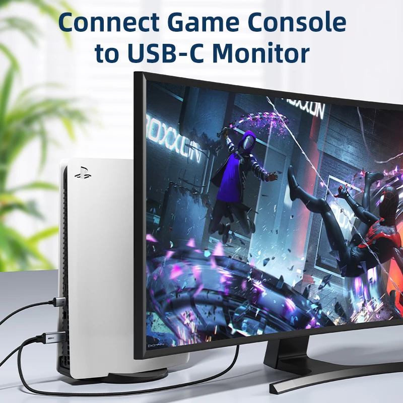 CABLETIME HDMI zu USB C Kabel Stabiles Signal 4K60Hz für Switch Nintendo PS3/4/5 mit USB Power Spielekonsole zu USB C Monitor