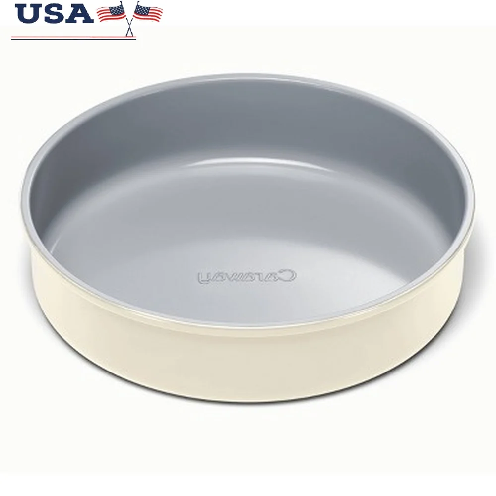 

Nonstick Ceramic Round Baking Pan 8.82 Inch Oven Safe Durable Steel Body Ideal Cakes Tarts Healthy Cooking Easy Cleanup