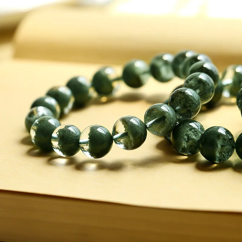 Brazil Natural Chorite Crystals Crystal Bracelet Female Thousand-Layer Mountain Green Ghost Cornucopia Green Bracelet Male Beads