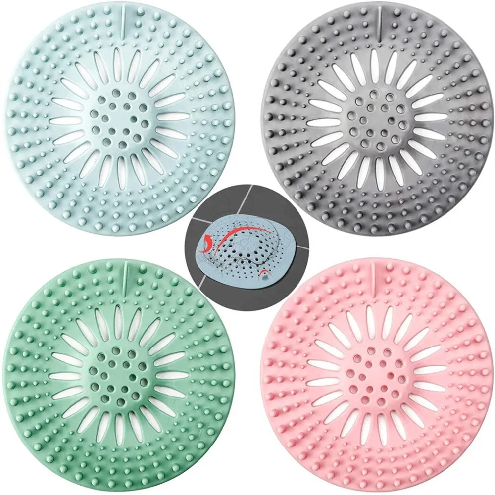 1PC Silicone Floor Drain Cover with Holes Non Slip Universal Sink Drain Hair Catcher for Sink Shower Strainer Sink Accessories