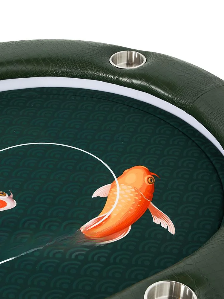 Poker table  dark green koi with USB charging front and rear dual LED lights