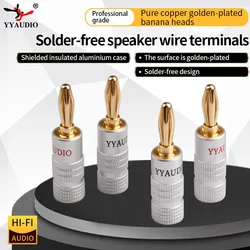 YYAUDIO-Lote de 8 unidades Enchufe de Audio de 4,5mm, conector Banana para Cable de altavoz, adaptador Banana chapado en oro de 24K, Clips de conector