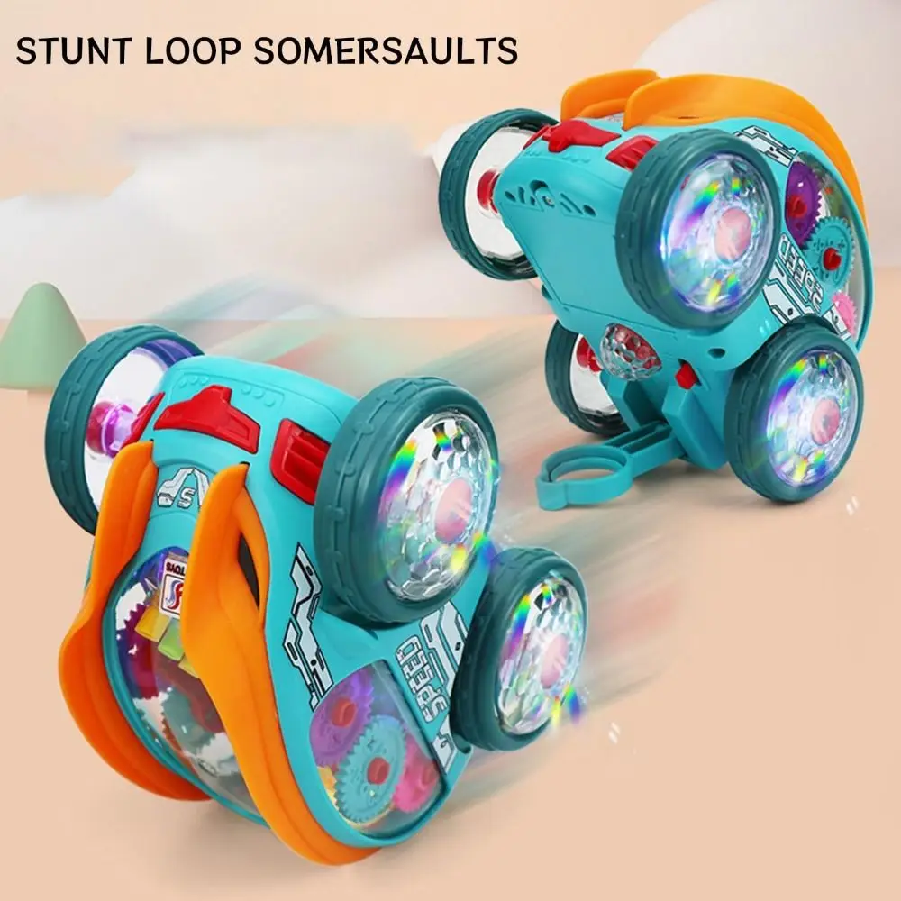 ABS Dynamic Gear Powered Car Colorful Moving Gears With LED Lights Rotating And Tumbling Toy Car Christmas Birthday Gifts