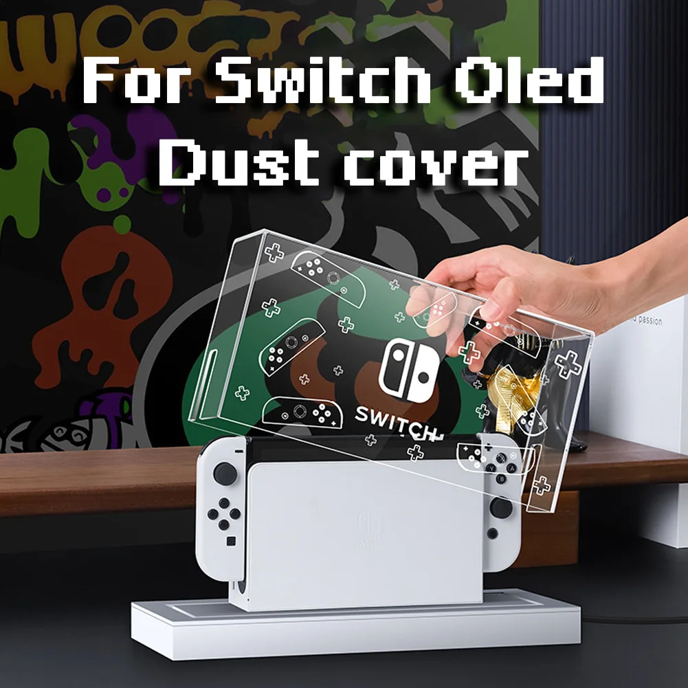 

For Nintendo Switch OLED Dust Cover Protective Acrylic Case with Light Emitting Base Switched Host Shell for Gaming Console